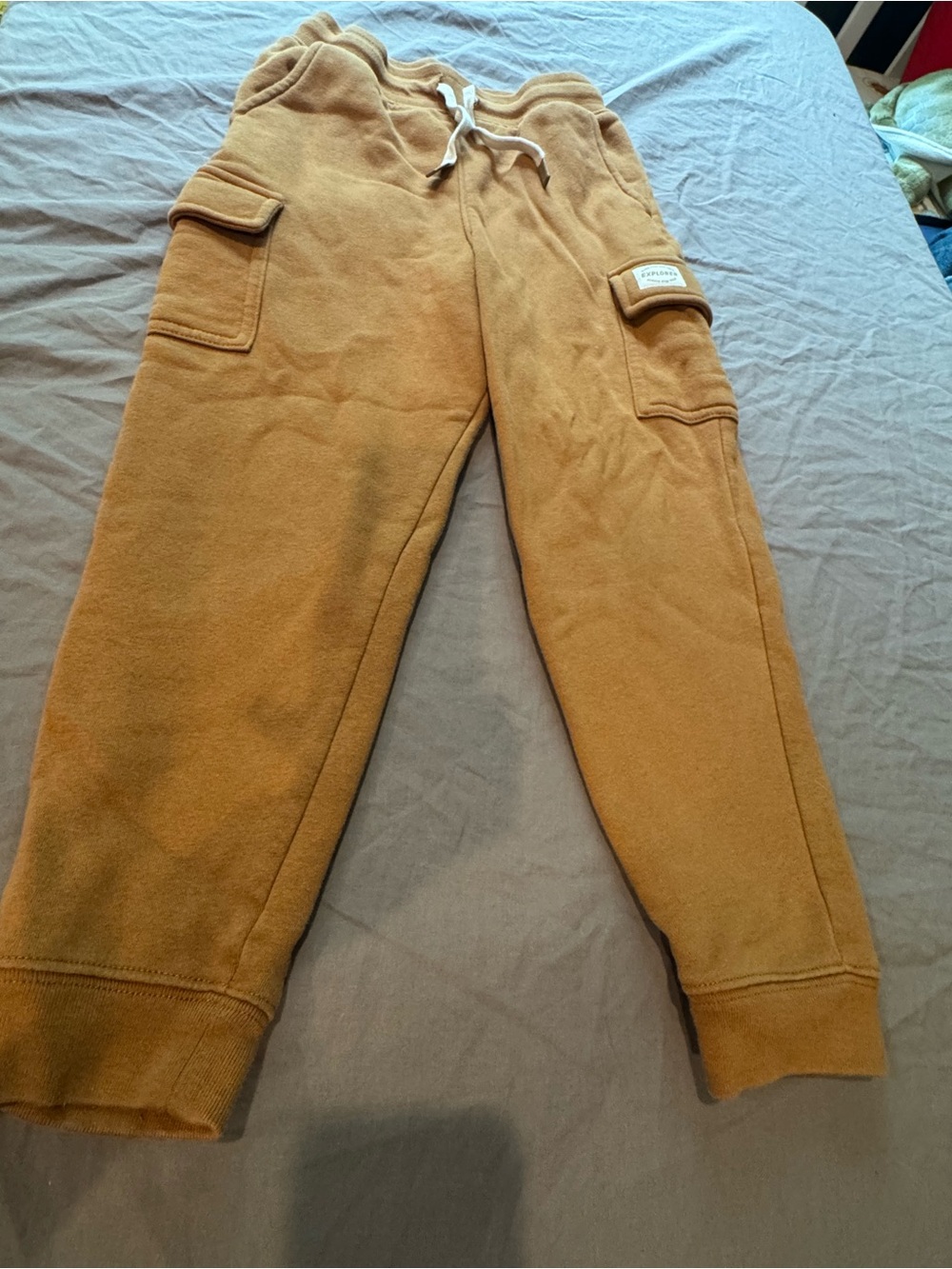 Tan Cargo Sweatpants with Drawstring